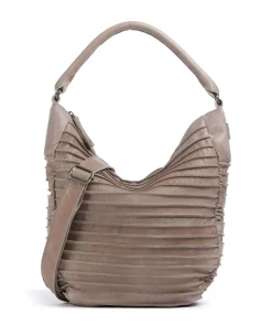 Bestseller Beuteltasche genarbtes Leder taupe