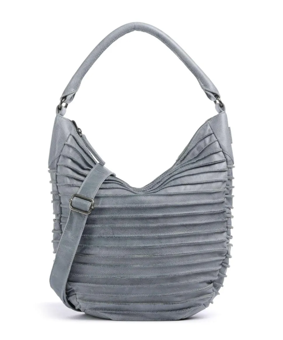 Bestseller Beuteltasche genarbtes Leder hellblau