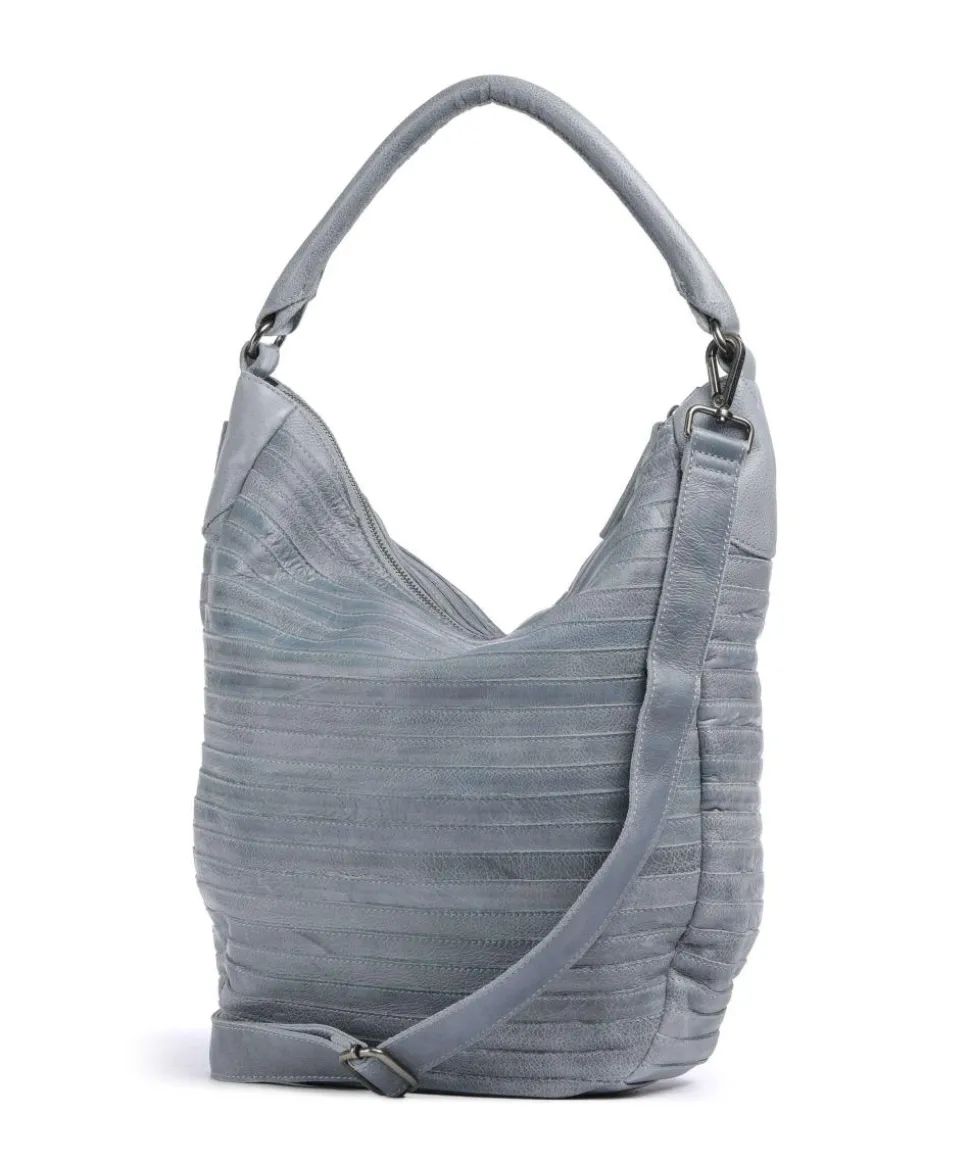 Bestseller Collection Gürteltier S Beuteltasche genarbtes Leder hellblau