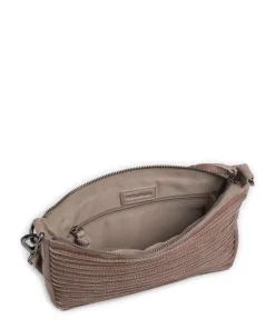 Bestseller Riffel Umhängetasche genarbtes Leder taupe