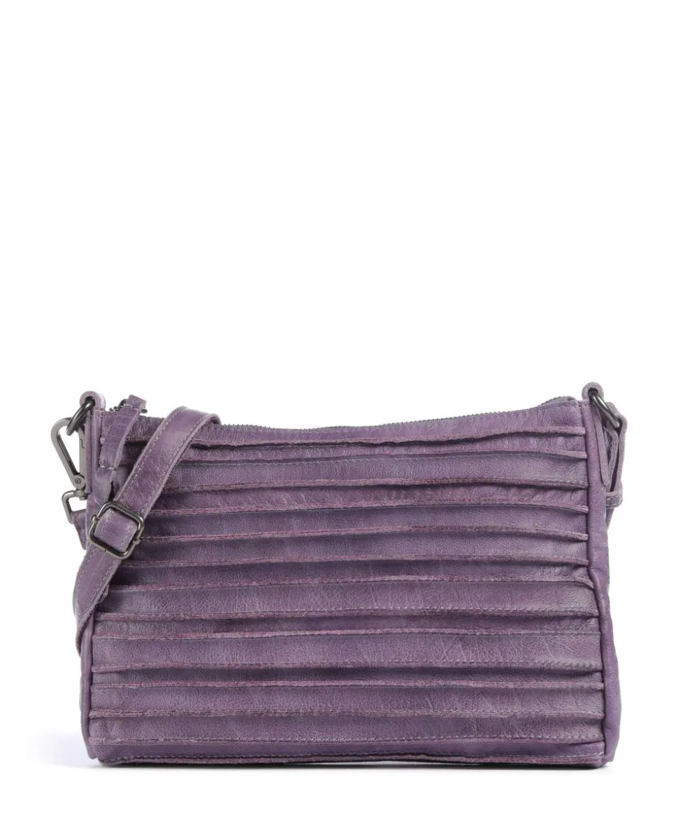 Bestseller Riffel Umhängetasche genarbtes Leder lavendel