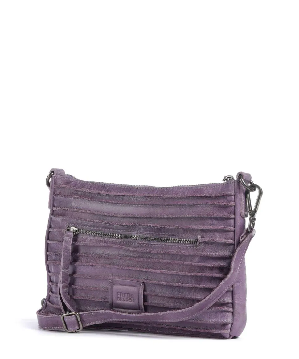 Bestseller Riffel Umhängetasche genarbtes Leder lavendel