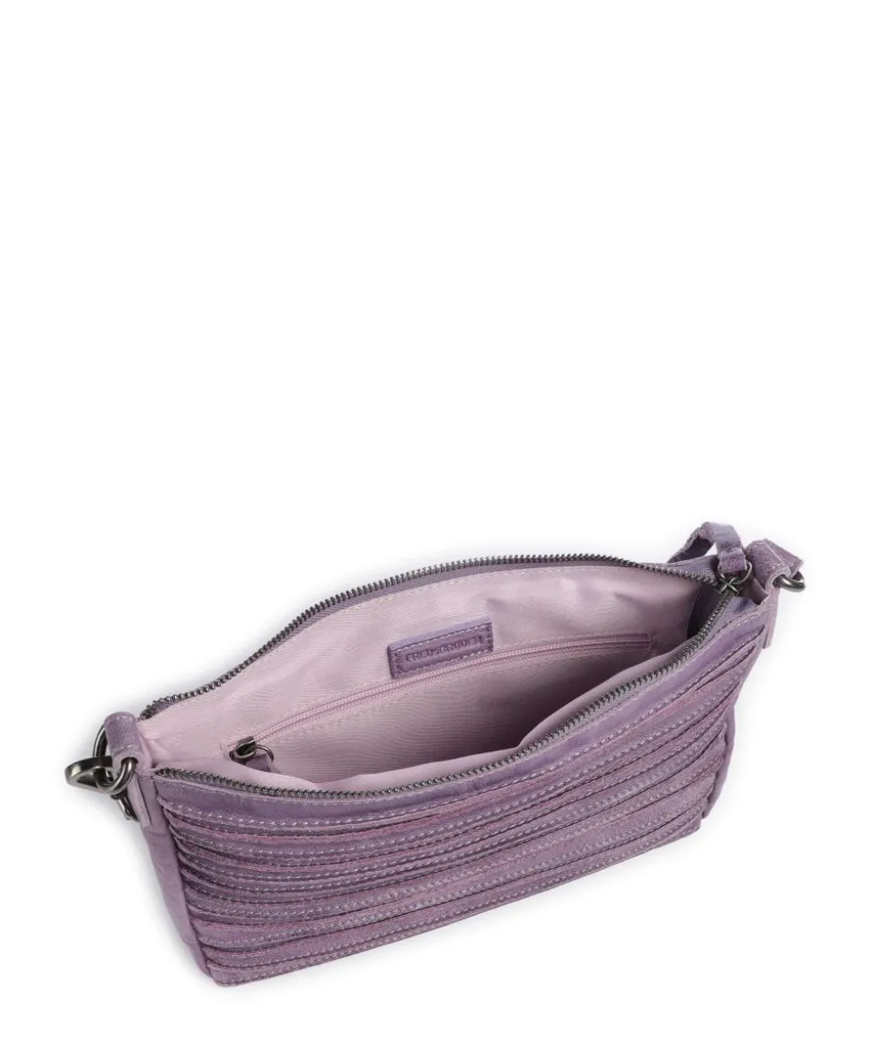Bestseller Riffel Umhängetasche genarbtes Leder lavendel