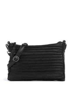 Bestseller Riffel Umhängetasche genarbtes Leder schwarz