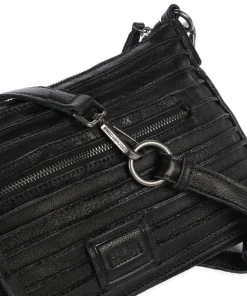 Bestseller Riffel Umhängetasche genarbtes Leder schwarz