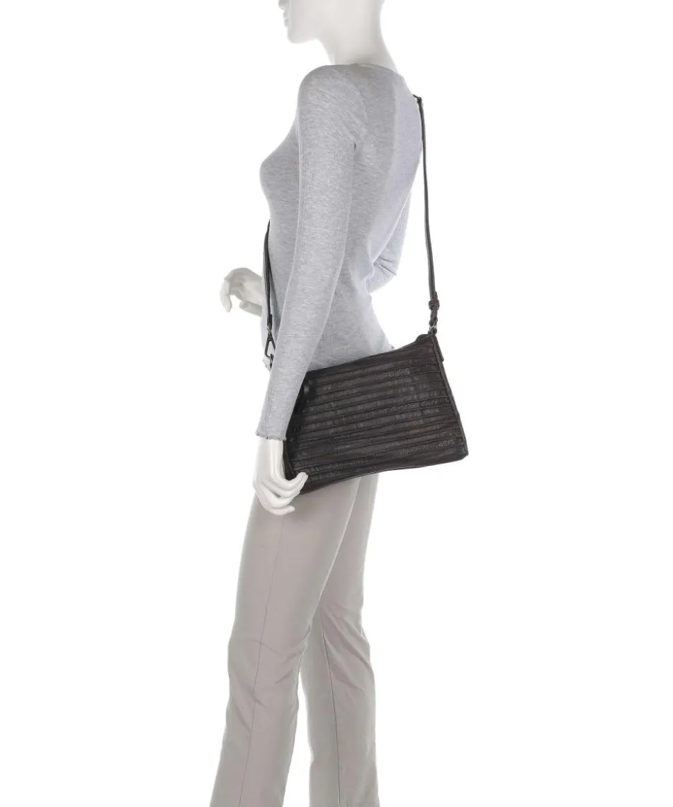 Bestseller Riffel Umhängetasche genarbtes Leder dunkelbraun