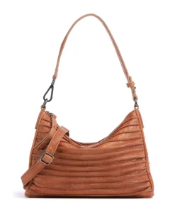 Bestseller Riffel Umhängetasche genarbtes Leder karamellbraun