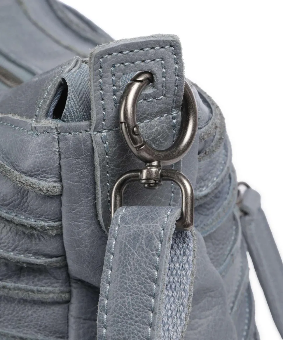 Bestseller Umhängetasche genarbtes Leder blaugrau