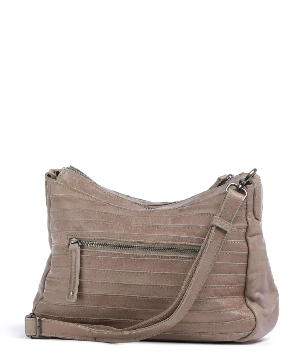 Bestseller Umhängetasche genarbtes Leder taupe