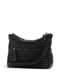 Bestseller Umhängetasche genarbtes Leder schwarz