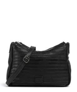 Bestseller Umhängetasche genarbtes Leder schwarz