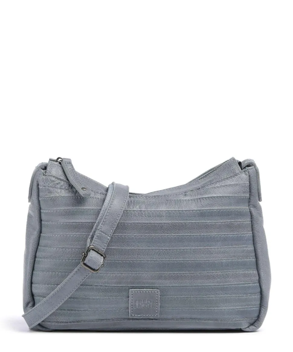 Bestseller Umhängetasche genarbtes Leder blaugrau