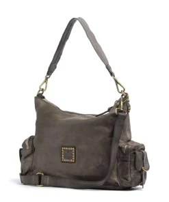 Beuteltasche genarbtes Rindsleder grau