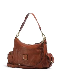 Beuteltasche genarbtes Rindsleder cognac