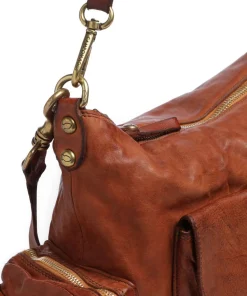 Beuteltasche genarbtes Rindsleder cognac