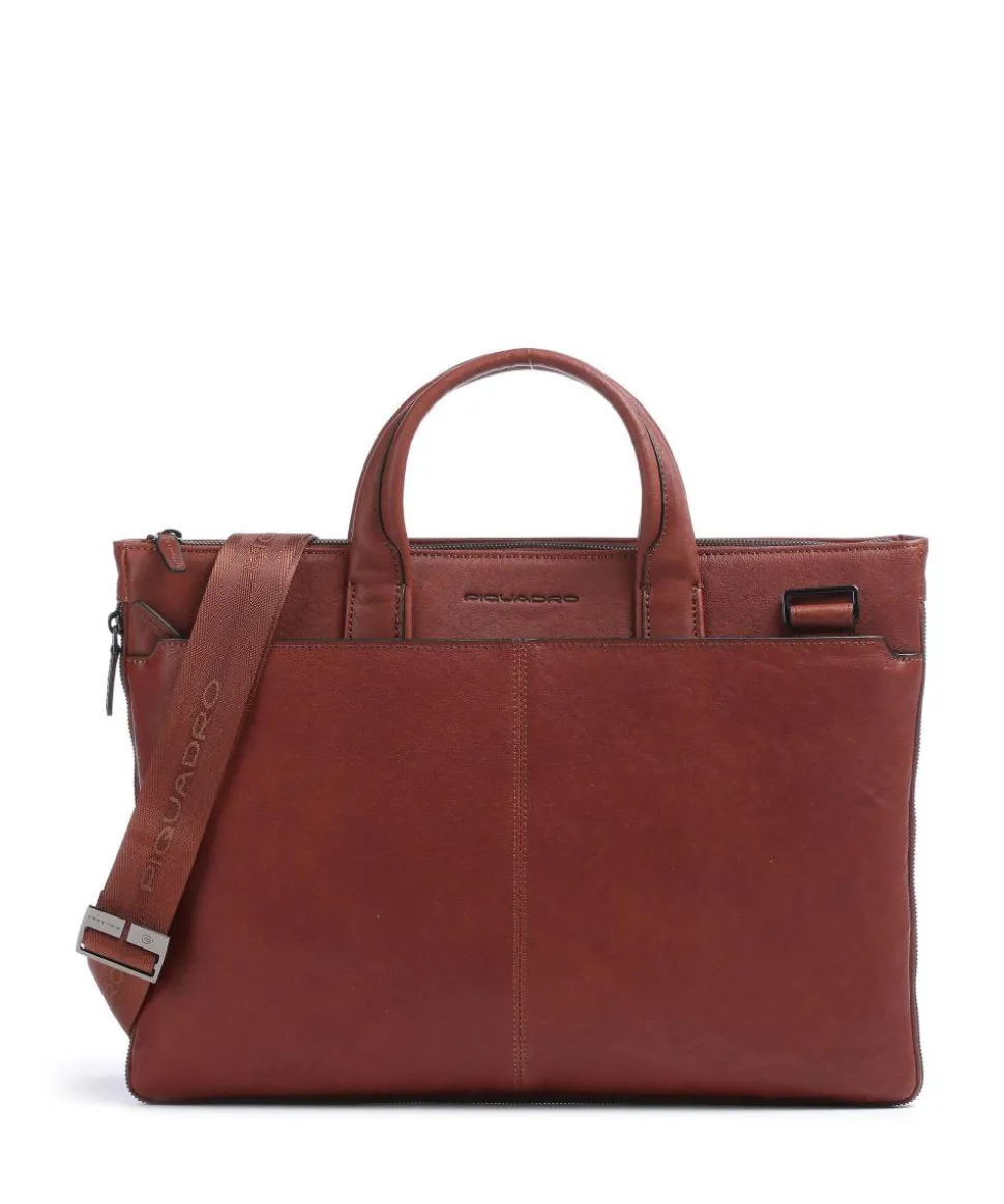 Black Square Aktentasche 15″ fein genarbtes Leder tabak