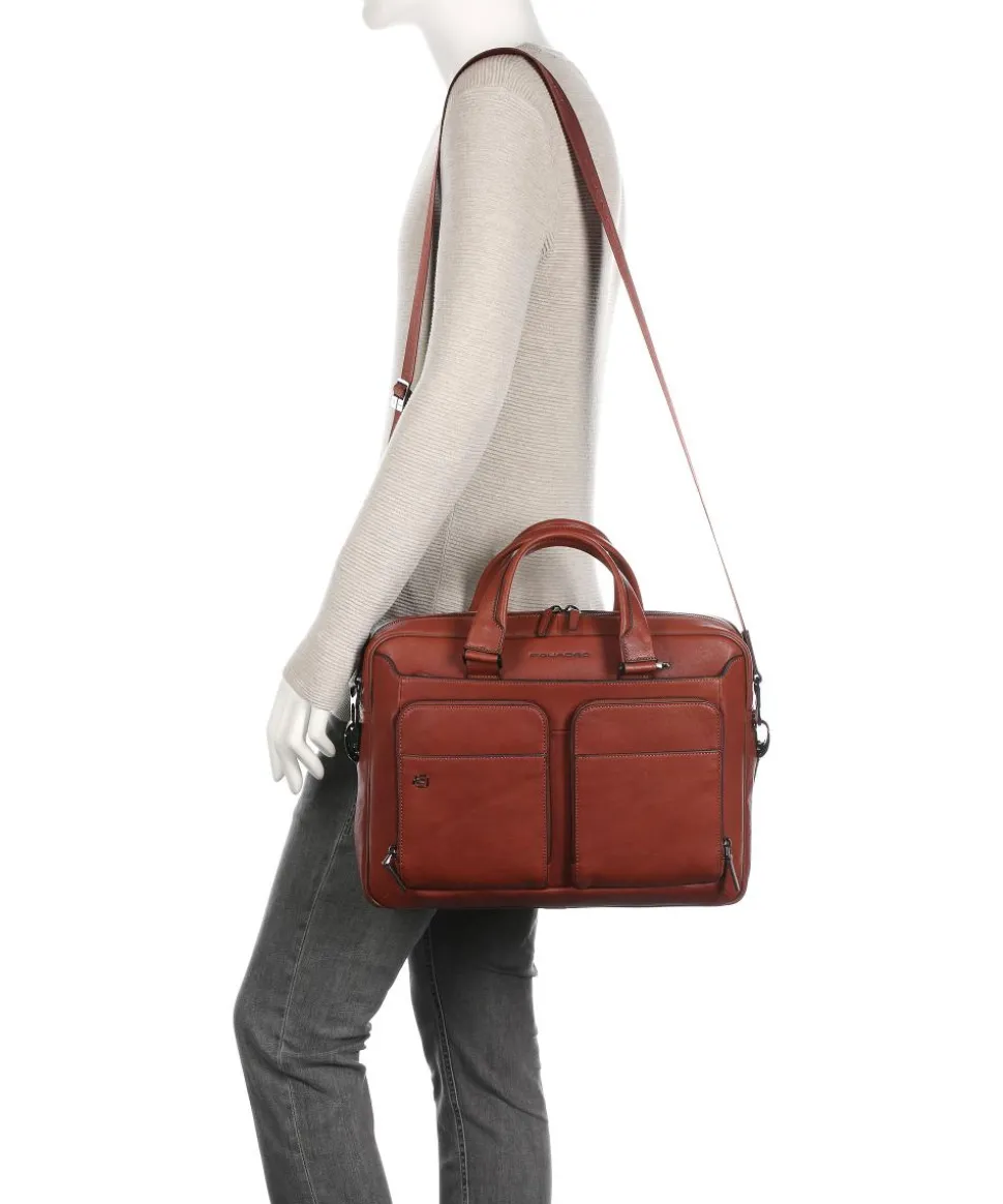 Black Square Aktentasche 15″ fein genarbtes Rindsleder tabak