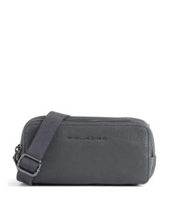 Black Square Handgelenktasche Leder, fein genarbtes Leder dunkelblau