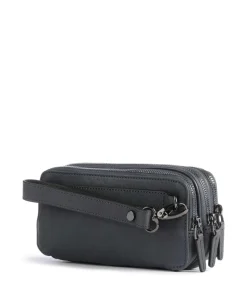 Black Square Handgelenktasche Leder, fein genarbtes Leder dunkelblau