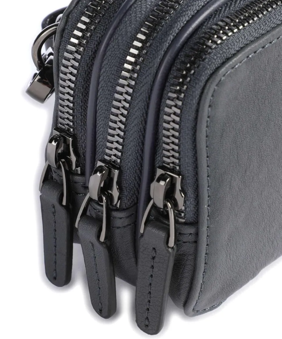 Black Square Handgelenktasche Leder, fein genarbtes Leder dunkelblau