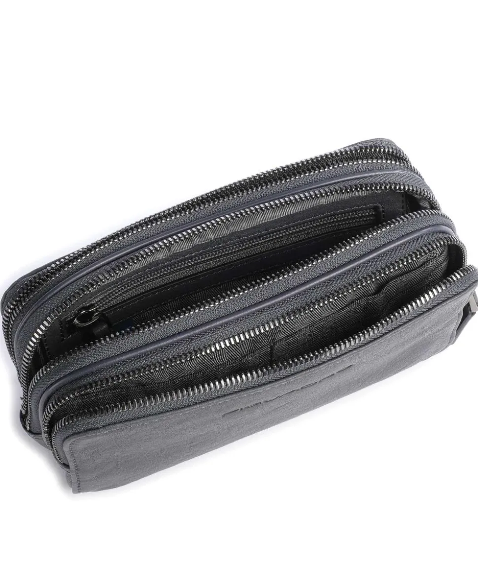 Black Square Handgelenktasche Leder, fein genarbtes Leder dunkelblau