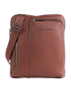 Black Square Umhängetasche genarbtes Leder tabak