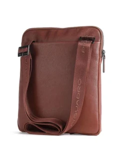 Black Square Umhängetasche genarbtes Leder tabak