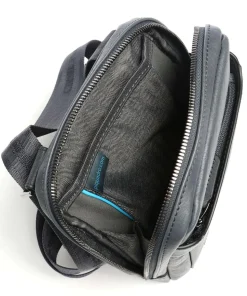 Black Square Umhängetasche genarbtes Rindsleder blaugrau