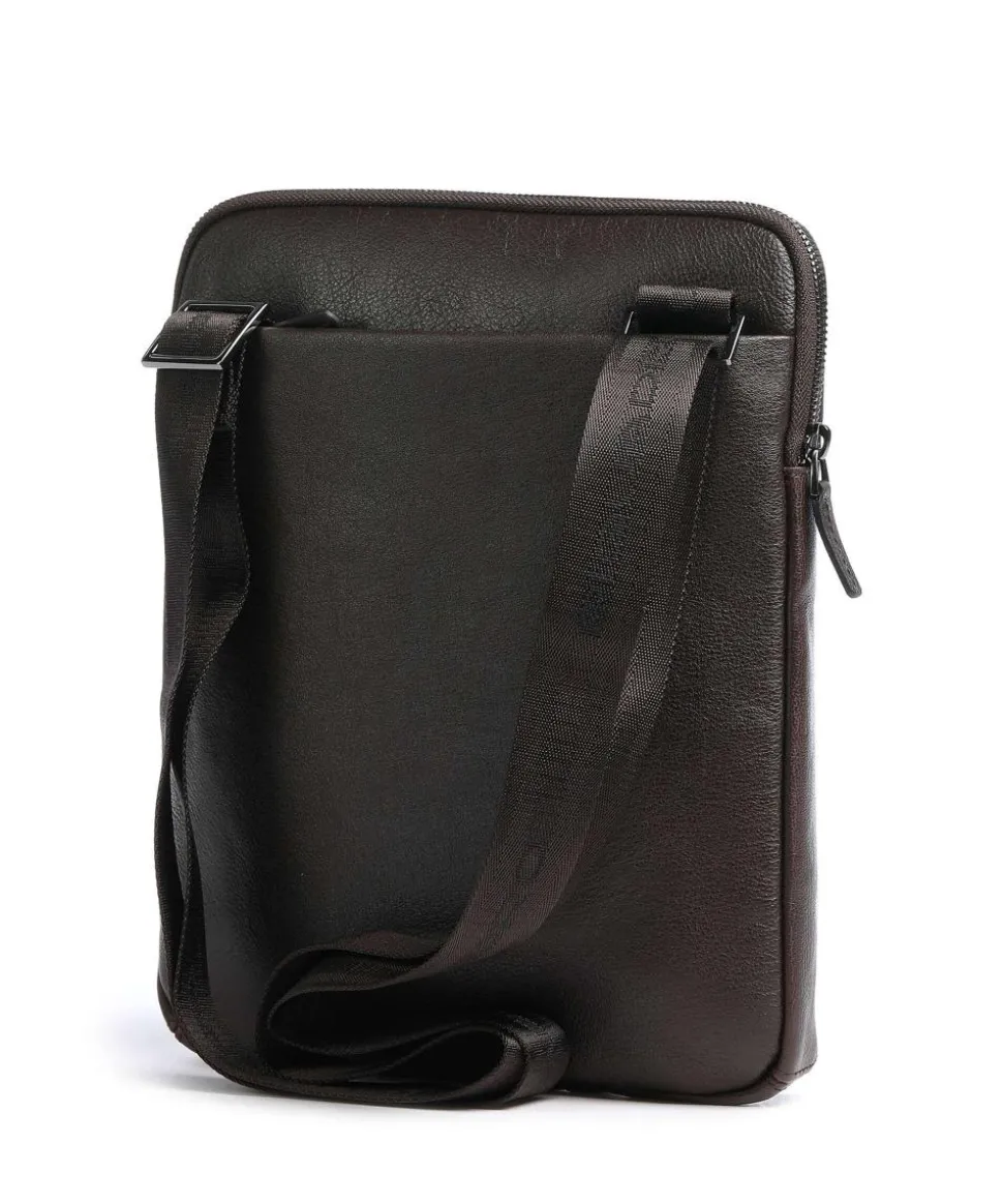 Black Square Umhängetasche genarbtes Leder dunkelbraun