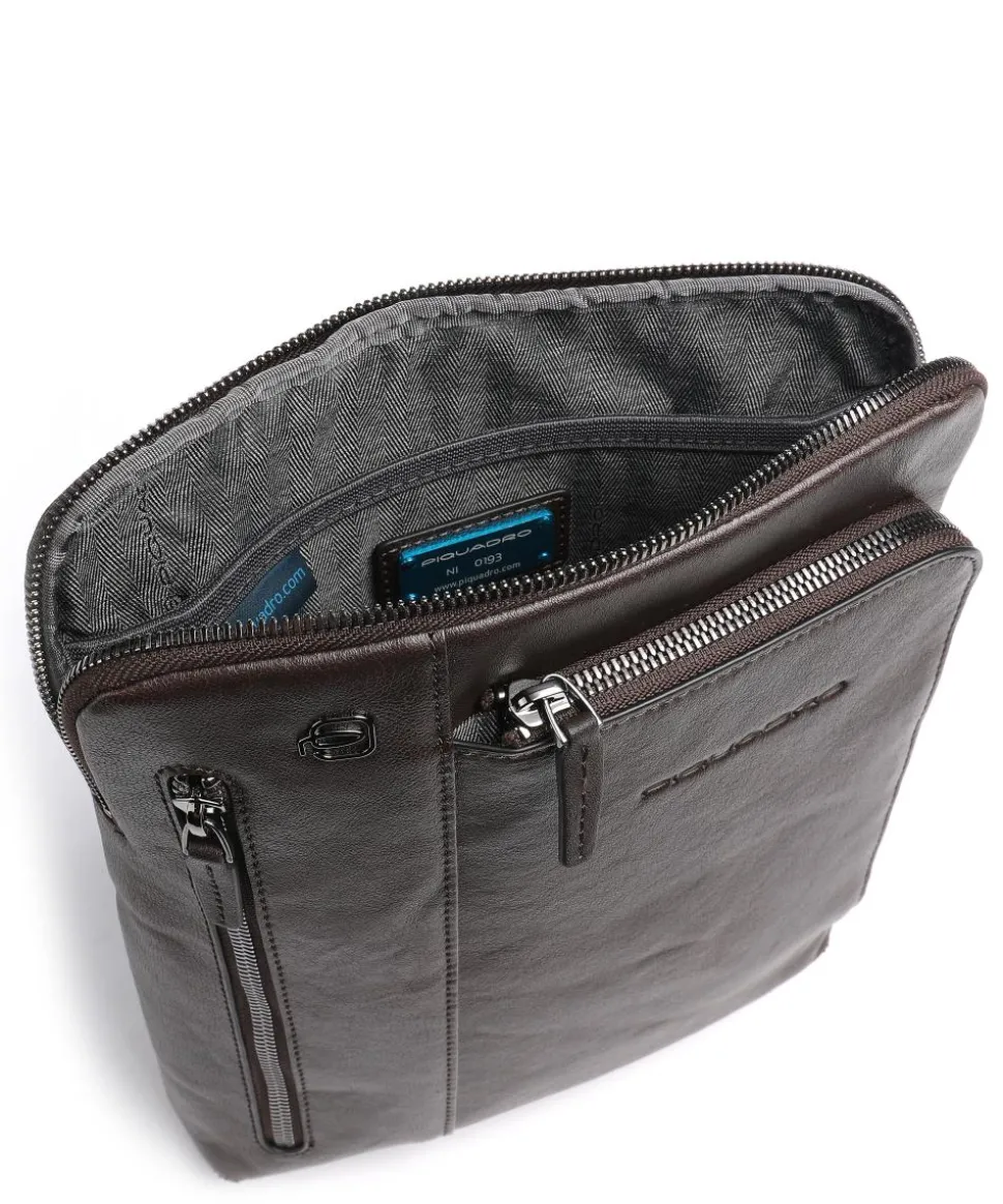 Black Square Umhängetasche genarbtes Leder dunkelbraun