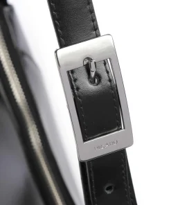 Black Tie Schultertasche glattes Rindsleder schwarz