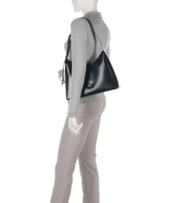 Black Tie Schultertasche glattes Rindsleder navy