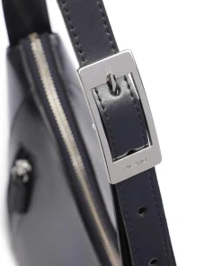 Black Tie Schultertasche glattes Rindsleder navy