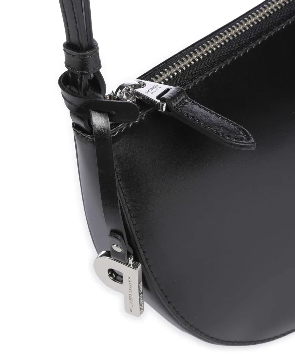 Black Tie Umhängetasche glattes Rindsleder schwarz