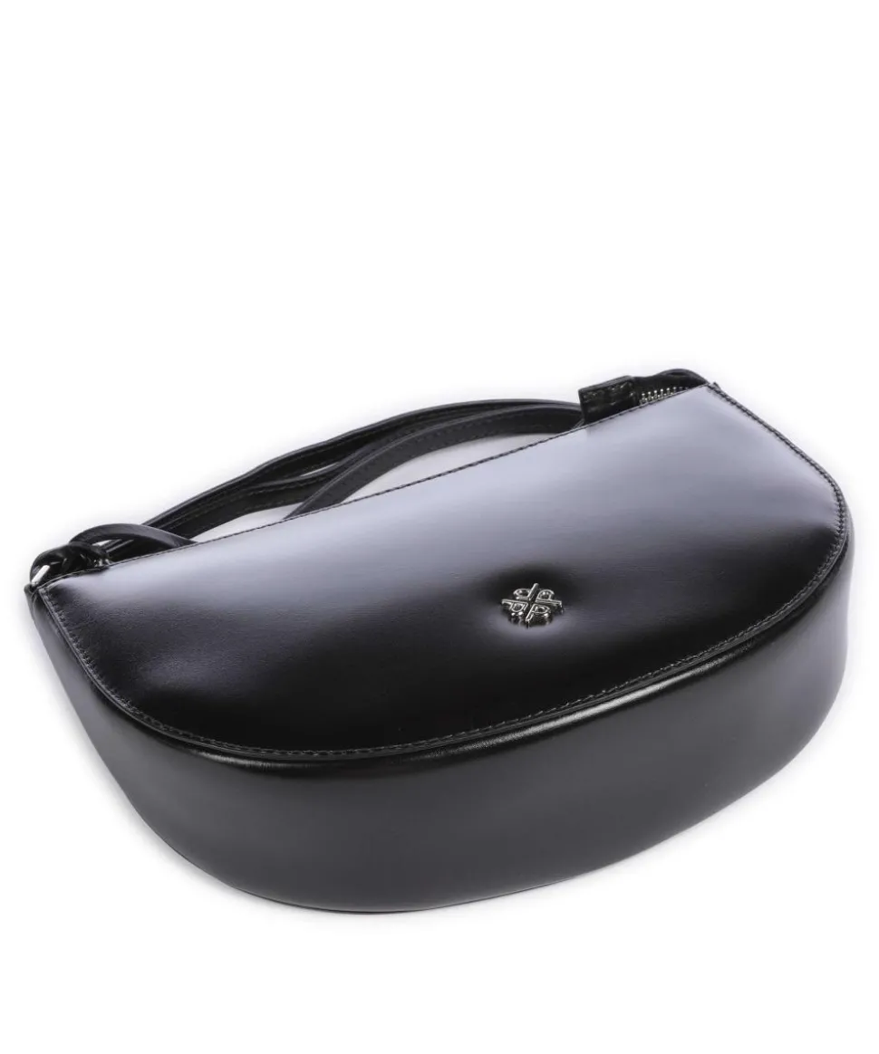 Black Tie Umhängetasche glattes Rindsleder schwarz