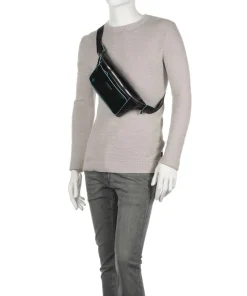 Blue Square Gürteltasche genarbtes Rindsleder schwarz