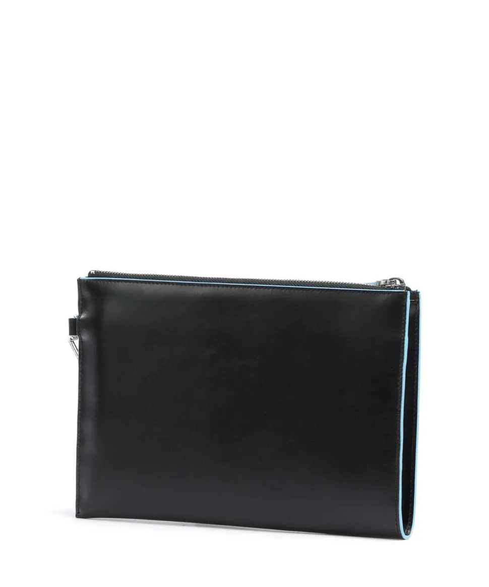 Blue Square Handgelenktasche fein genarbtes Leder schwarz