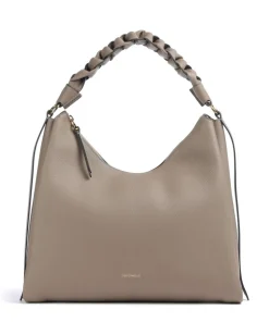 Boheme Grana Double Beuteltasche genarbtes Leder taupe