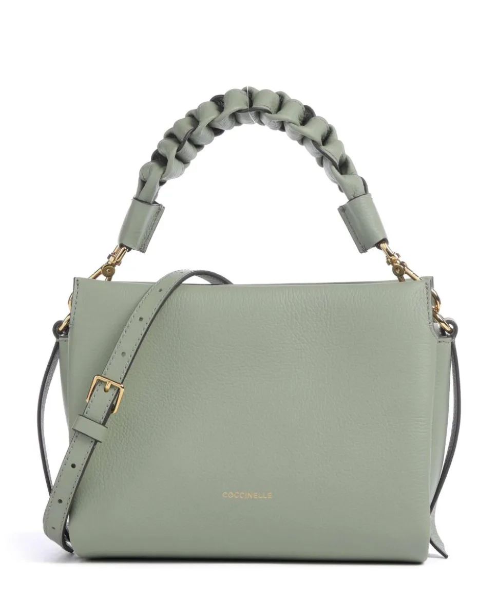 Boheme Grana Double Handtasche genarbtes Leder graugrün