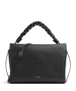 Boheme Grana Double Handtasche genarbtes Rindsleder schwarz