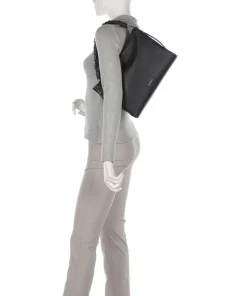 Boheme Grana Double Handtasche genarbtes Rindsleder schwarz