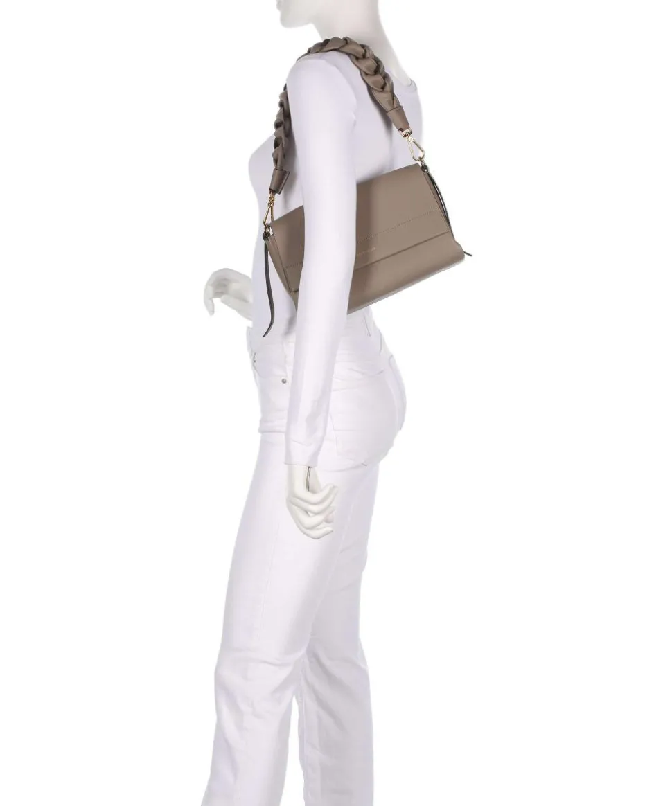 Boheme Grana Double Schultertasche genarbtes Rindsleder taupe