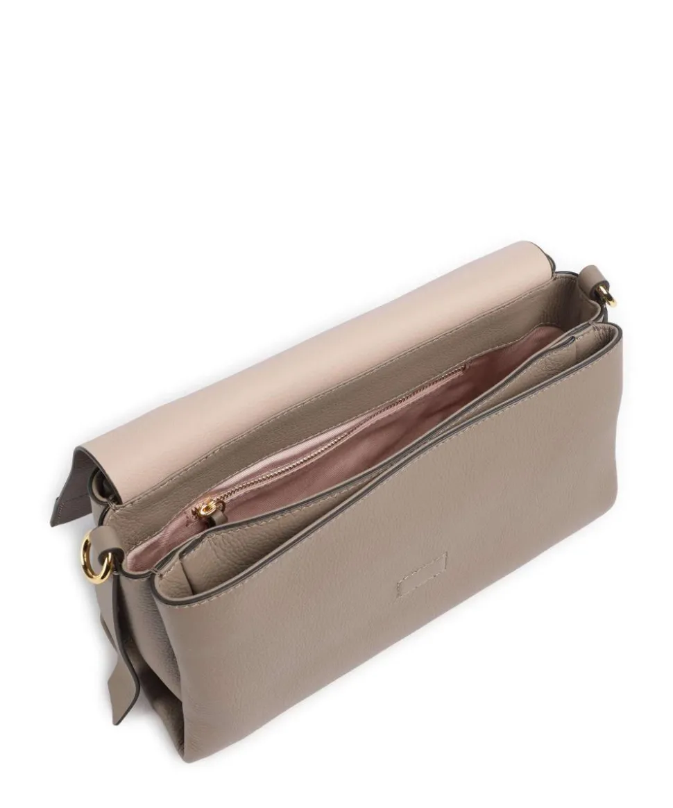 Boheme Grana Double Schultertasche genarbtes Rindsleder taupe
