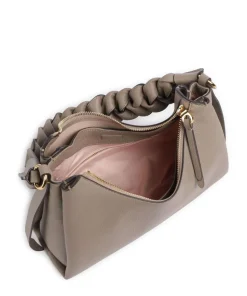 Boheme Grana Double Schultertasche genarbtes Leder taupe
