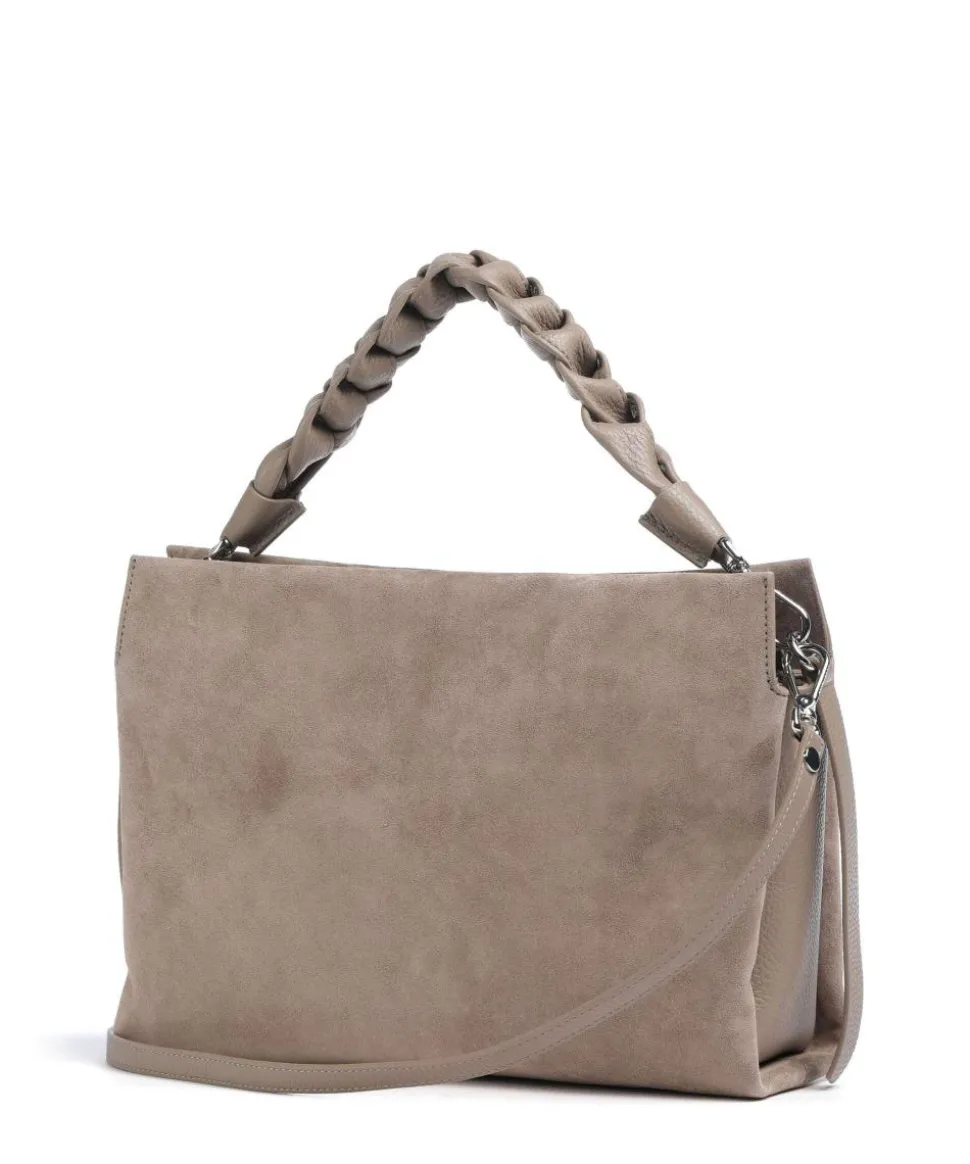 Boheme Suede Beuteltasche aufgerautes Rindsleder taupe
