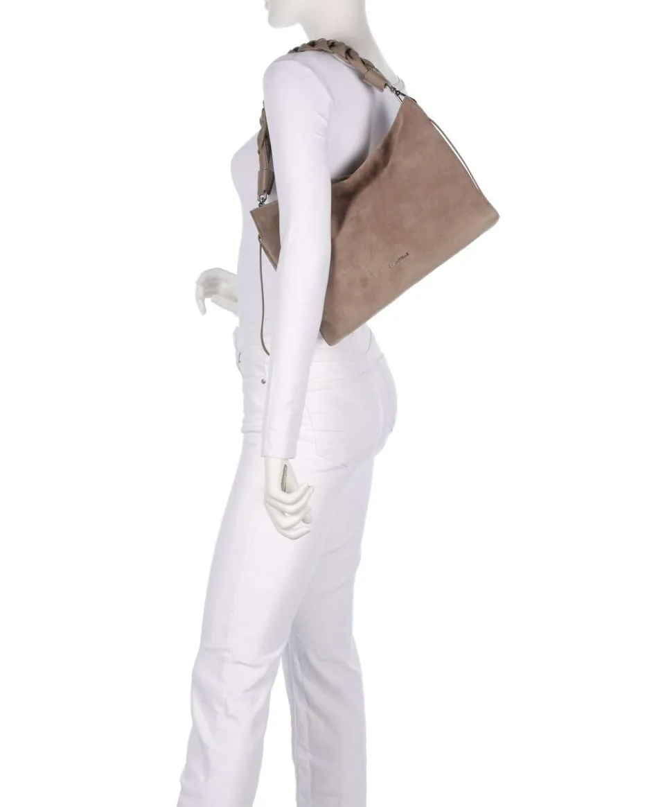 Boheme Suede Beuteltasche aufgerautes Rindsleder taupe