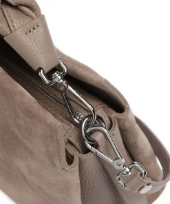Boheme Suede Beuteltasche aufgerautes Rindsleder taupe