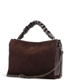 Boheme Suede Beuteltasche aufgerautes Rindsleder dunkelbraun