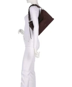 Boheme Suede Beuteltasche aufgerautes Rindsleder dunkelbraun