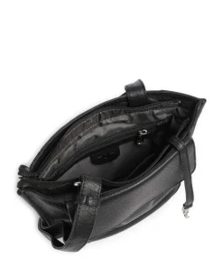 Boston Lorna Umhängetasche genarbtes Leder schwarz